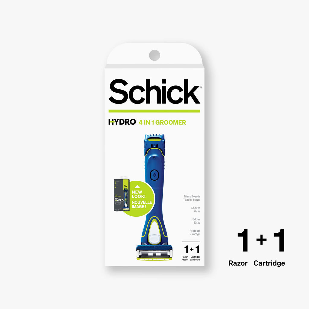 Schick Hydro Groomer, 1 Mens Razor Handle with Beard Trimmer & 1 Refill