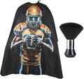 Professional Hair Cutting Cape with Neck Duster Brush, Waterproof Salon Barber Cape with Snaps, Barber Accessories (Football Players)