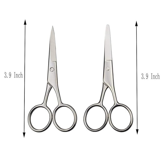 4-Piece Beard Scissors Set, Grooming Scissors, Mustache & Beard Combs, Storage Bag