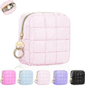 Playexen 4.9" Puffy Small Makeup Bag, Cute Quilted Cosmetic Bag for Purse, Mini Travel Toiletry Organize Pouches for Women, Birthday/Wedding/Christmas Gifts (Pink)