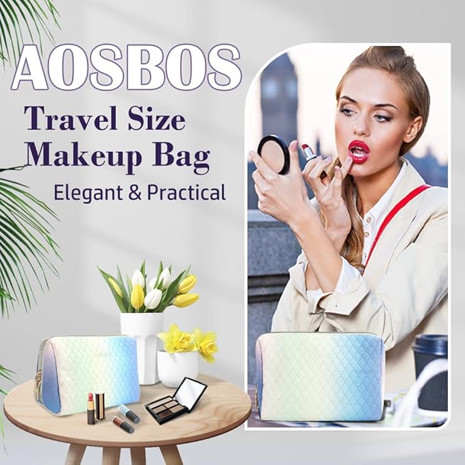 Aosbos Small Makeup Pouch, Travel Cosmetic Bags for Women,Travel Pouch