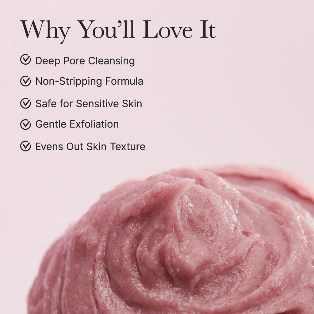 Arencia Rosehip Rice Mochi Face Cleanser & Daily Scrub - Moisturizing, Exfoliating & Deep-Cleansing - All Skin Types with Rice Powder & Rice Water (4.23oz)