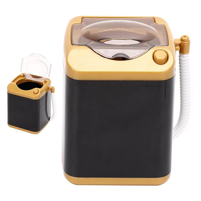 Beufee Mini Washing Machine, Electric Makeup Brush Cleaning Machine Electric Mini Quick Dry Cleaning Washer Cosmetic Tool Cleansing Machine for Home (Gold)