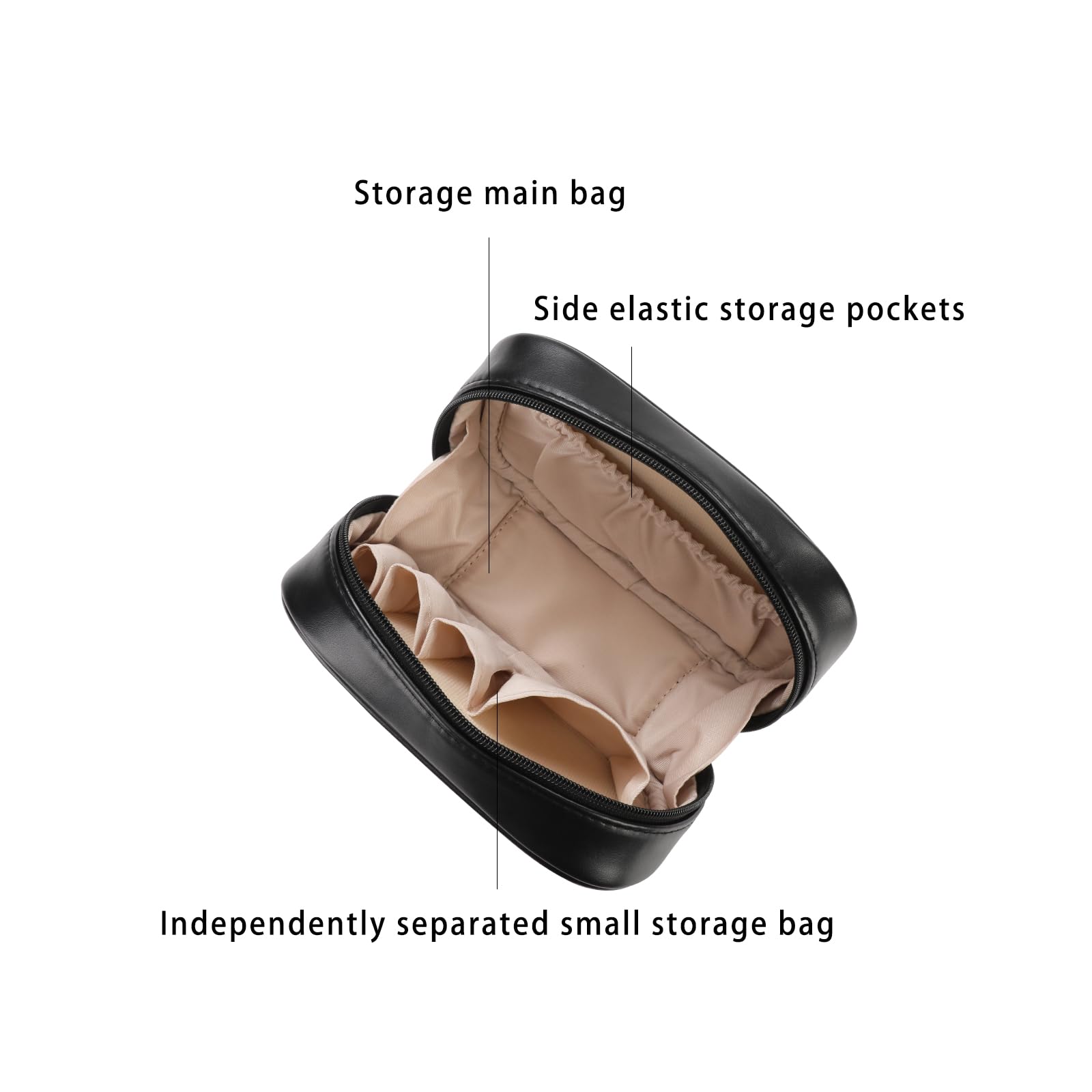 RIGHT AWAY Small Makeup Bag for Purse,Travel Cosmetic Bag Organizer for Women,Cute Make Up Pouch Waterproof Toiletry Bag with Zipper,Portable Makeup Case Skincare Bag for Travel Accessories(Black)