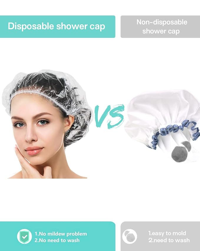 Auban Disposable Shower Caps 80PCS Extra Large 23.6" Plastic Clear Hair Cap
