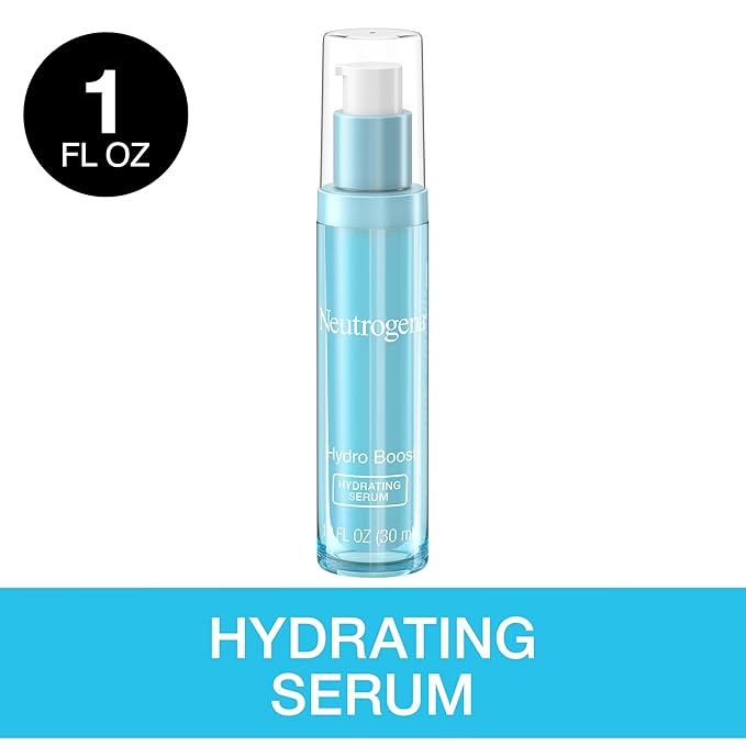 Neutrogena Hydro Boost Hydrating Serum for Face with Purified Hyaluronic Acid Lightweight Oil Free Non Comedogenic Moisturizing Serum for Smooth, Supple Skin, 1.0 fl oz