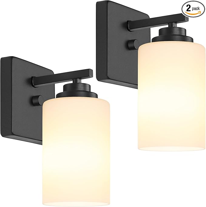 VerRon Wall Sconces Set of 2 with White Glass Shade for Bathroom
