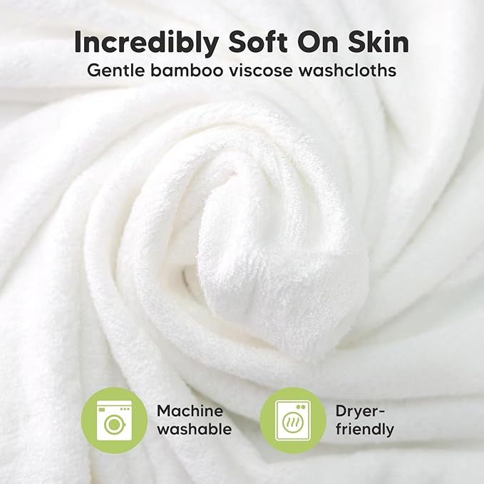 6-Pack Baby Washcloths – Soft Absorbent Viscose from Bamboo Washcloths for Face, Body, Baby Towels for Newborn, Kids, Toddlers, Infant, Gentle on Sensitive Skin, 10x10 Reusable Face Towels(Rosy)