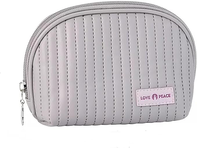 Duleylv Small Makeup Bag for Purse Mini Cosmetic Pouch Waterproof Zipper Pouch for Women Small Cosmetic Bag PU Leather Travel Makeup Bag Lipstick Bag Light Purple