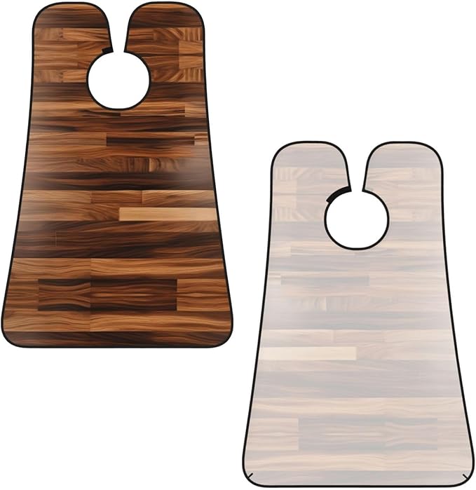 NOUZU Wood Grain Print Beard Bib Apron For Men, Beard Hair Catcher For Men Shaving Trimming,Beard Cape Cloth