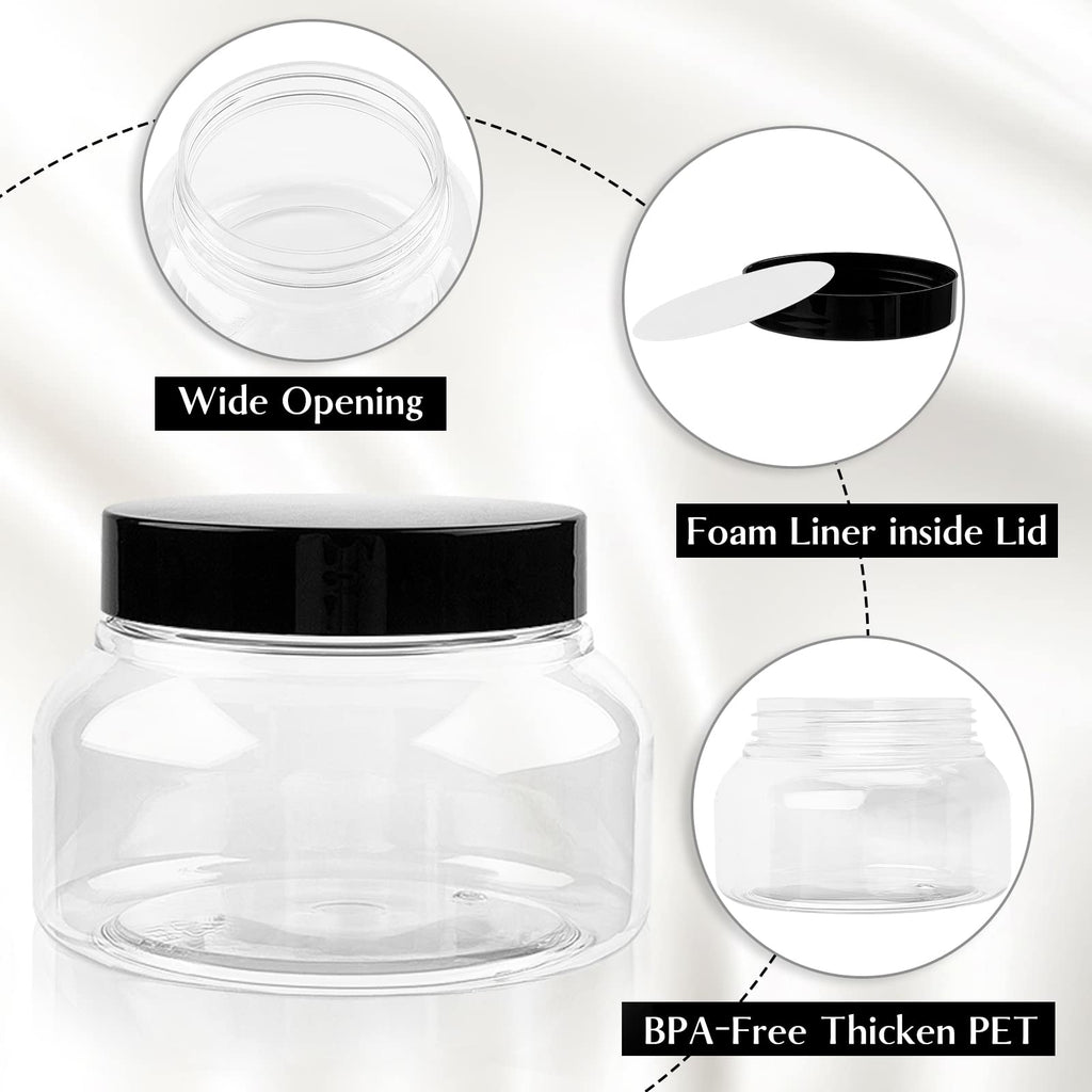 TUZAZO 8 Oz Premium Plastic Tuscany Jars with Lids, 12 Pack