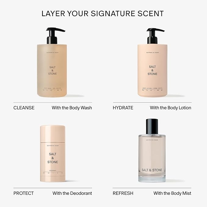 Salt & Stone Body Lotion for Women & Men | Saffron & Cedar | Hydrates, Nourishes & Softens Skin | Restores Dry Skin | Fast-Absorbing | Cruelty-Free & Vegan | 3.4 fl oz