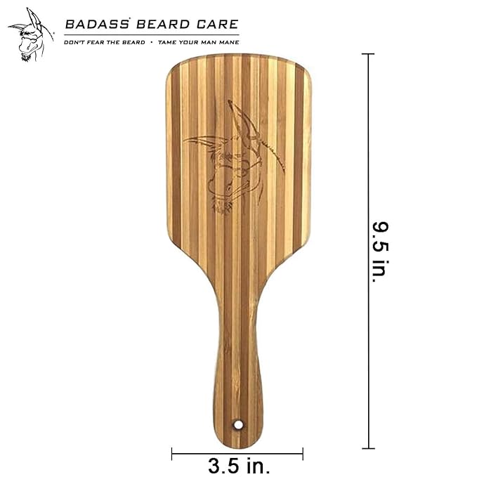 Badass Beard Care Wood Bristle Beard Brush For Men - Anti-static, 100% Bamboo & Light Weight