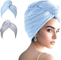 Microfiber Hair Drying Towel Wrap for Women, Hair Turbans Towel for Wet Hair,turbie Twist Hair Towels(The Color of the Picture is for Reference only) (Blue,Gray)
