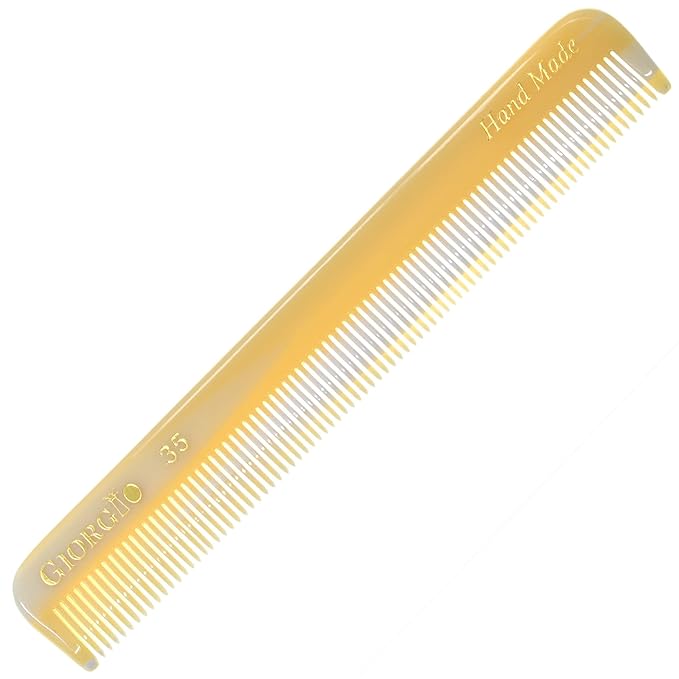 Giorgio G35 Handmade Fine Tooth Pocket Comb for Men, Mustache and Beard Comb for Men, Travel Combs for Everyday Grooming or Styling Hair, Saw Cut and Hand Polished (4.6")