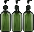 Empty Plastic Bottles with Pump Dispenser, 500ml/16.9oz (Green, 3 Pack)