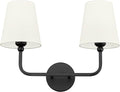 2-Light Bathroom Light Fixtures, Matte Black Vanity Lights, Double Wall Sconce with Beige Fabric Shade, Modern Sconces Wall Lighting for Hallway Bedroom Stairway, VL837-MB-B-2
