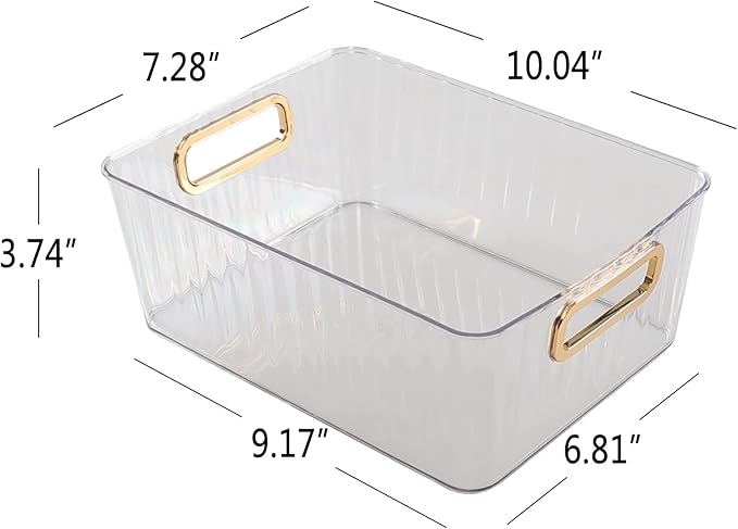 4 Packs Clear Pantry Freezer Organizer Bins, Small Plastic Cosmetics Storage Container Bin