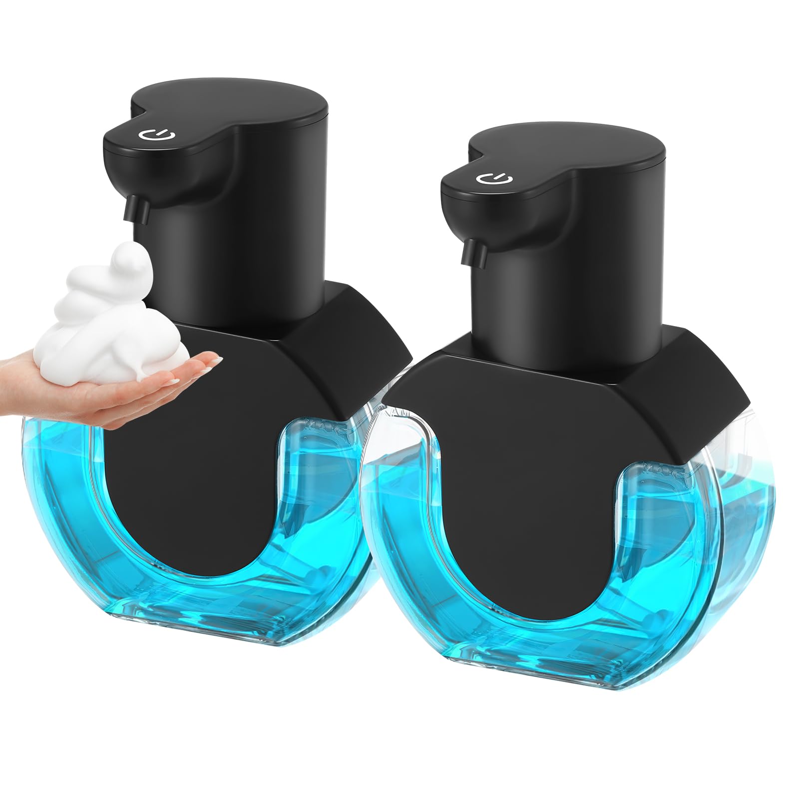 2 Pack Automatic Soap Dispenser,14.2oz/420ML Touchless Automatic Foaming Hand Soap Dispenser,Rechargeabled Wall Mounted Smart Pump for Bathroom Kitchen