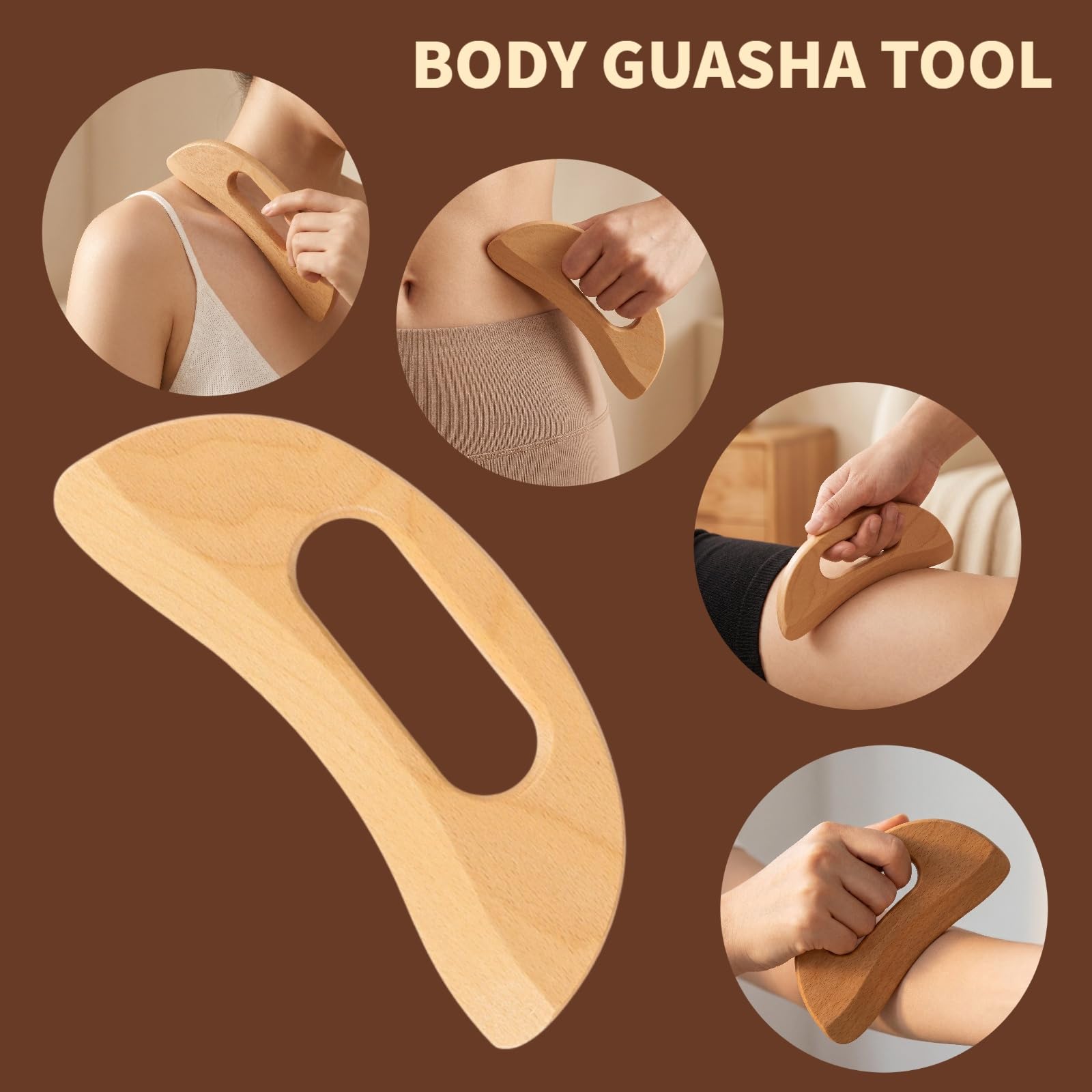 Toyven 3Pcs Wood Therapy Massage Tools Set for Body Sculpting