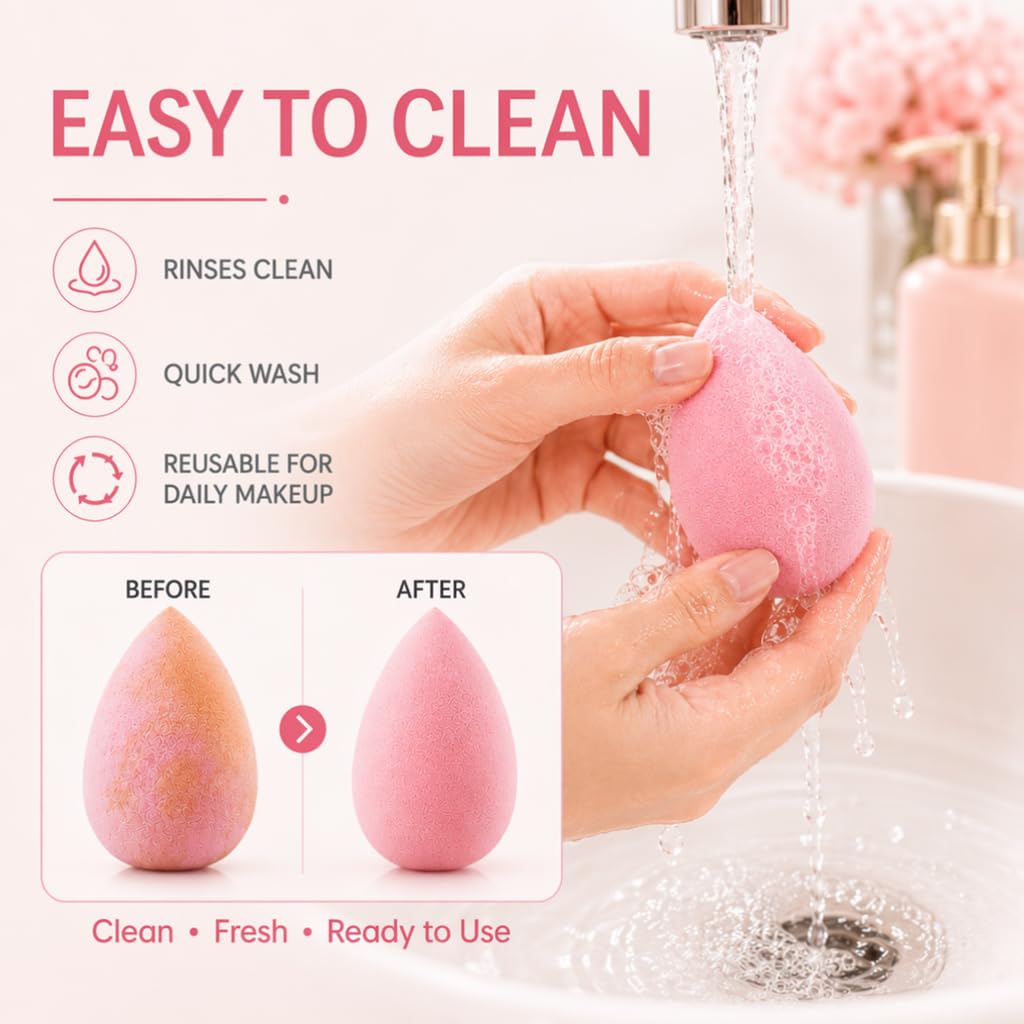 Foonbe Makeup Sponge Set, 7 Pcs Multi Colored Blender Sponges