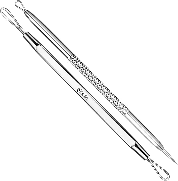 Blackhead Remover Professional Skincare Spot Treatment Blackhead Remover Tool for Blemish Comedone Whiteheads Pimple Popper with Double Sided Soft Touch and Anti-Slip Design (Silver 2Pcs)