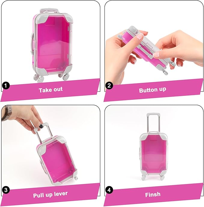 6 Pcs Mini Suitcase Favor Box Plastic Luggage Storage Empty Candy False Eyelashes Small Suitcase for Wedding Travel Decoration