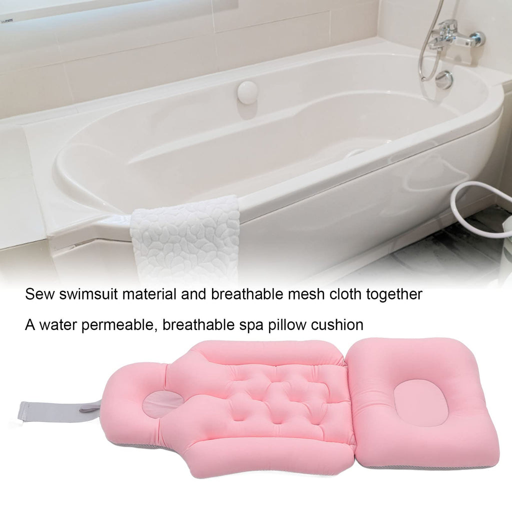 Natudeco Bathtub Cushion Bathtub Pillow Soft Breathable Folding Headrest Back Support Bath Pillow Cushion for Adults Spa(Pink)