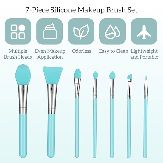 7 PCS Silicone Brushes for Resin, Makeup Brush Applicator, Silicone Brushes Applicators for Crafts, Resin Brush Makeup Applicator Tool for Art Crafting Cream