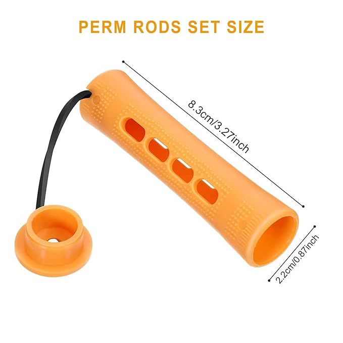 meigick 40 Pieces Orange Plastic Perm Rods for Natural Hair Heatless Hair Rollers for Women Hair Roller Curler Styling Tool