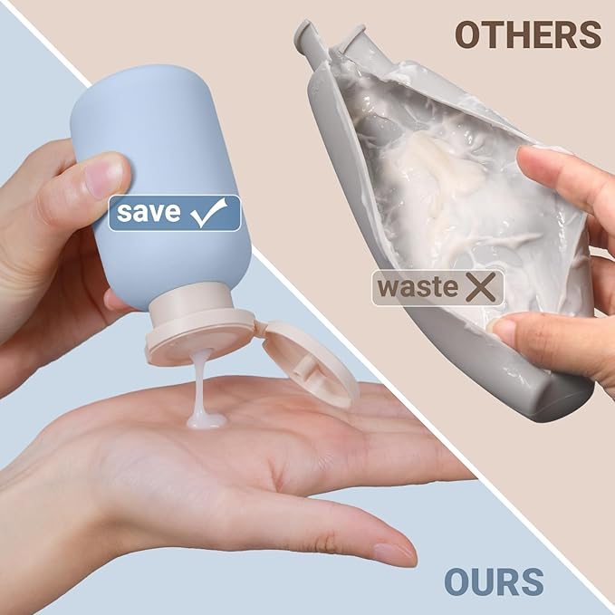 ASEVAT 6.7 oz Leak-Proof Travel Bottles, 3 Pack Refillable Plastic Squeeze Vessels with Caps, Portable Containers for Shampoo, Lotion, Cream & Daily Liquids