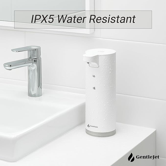 GentleJet EasyFoam Automatic Foaming Soap Dispenser, Touchless USB-C Rechargeable Sensor Pump, 304 Stainless Steel, Adjustable Foam, IPX5 Water-Resistant for Bathroom & Kitchen, 10 fl oz / 300 mL