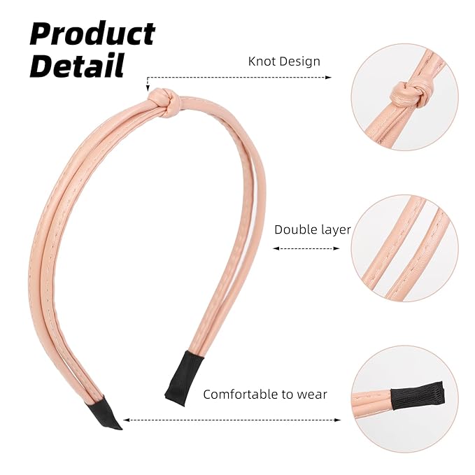 WOVOWOVO 5Pcs Leather Headbands for Women Cute Hair Bands for Women's Hair Headbands for Women Trendy Comfortable Thin Head Band Womens Headband Fashion Accessories