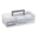 JUXYES Clear Art Craft Supply Storage Bin Sewing Box With Handle Lid