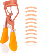 ODELY Eyelash Curler with Pads, Lash Curler with 10 Extra Silicone Replacement Pads, Comfortable Grip for Effortless Curling – Eyelashes for The Perfect Eye Contour (Honeydew Orange)