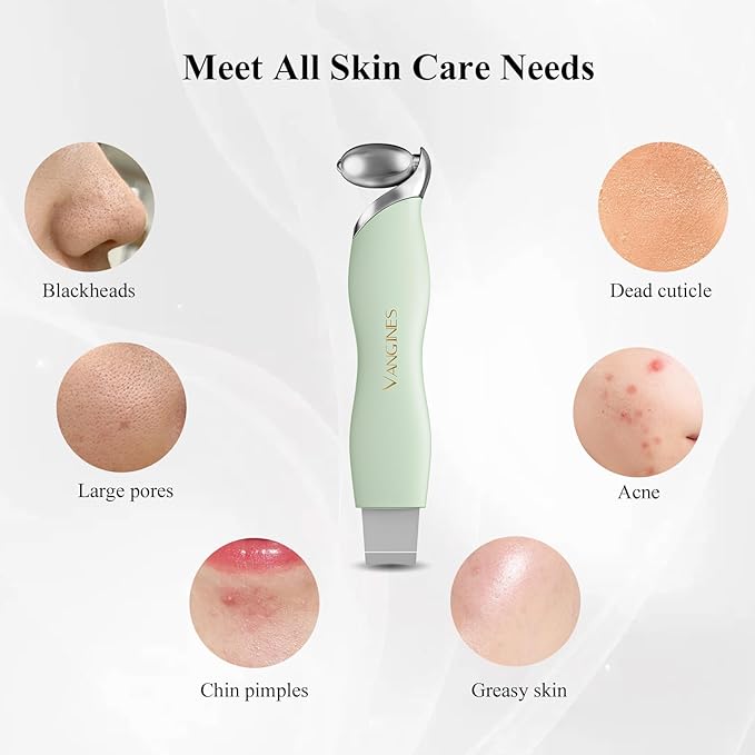Vangines Blackhead Remover Tool with Ice Roller, Stainless Steel Face Scraper, Skin Scrubber Face Spatula for Deep Cleansing, 3-in-1 Skin Care Tool with 2 Silicone Brush Heads (Sage Mist)