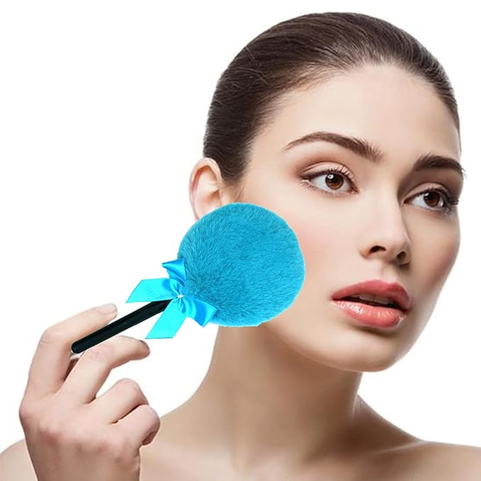 Lollipop Shape Setting Powder Puff,Fluffy Body Powder with Long Handle,Soft Cosmetic Makeup Puffs Women,Cosmetic Applicator for Setting Loose Dusting Blender & BodyPowder Application (Mixed color)