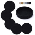 Coga Trivets for Hot Dishes, 5 Pack 7 Inch Cotton Hot Pads for Kitchen with Storage Basket, Round Pot Holders for Kitchen, Heat Resistant Mats for Countertop, Pots and Pans, Farmhouse Decor, Black