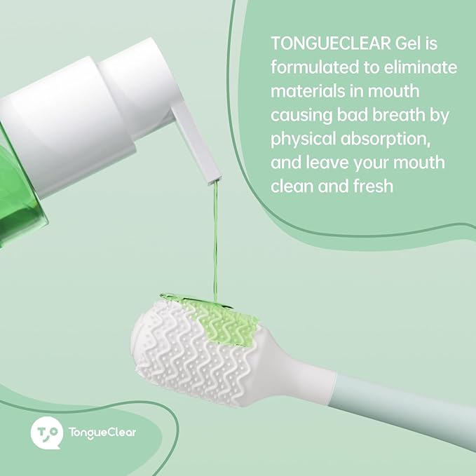 Tongueclear Soft Oral Cleaner & Gel Kit | Silicon Oral Mucosal Cleaner with Air Bag | Mouth Odor Eliminator | Fresh Mint (Set of 1)…