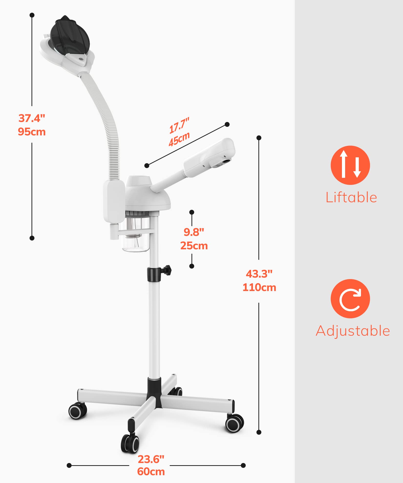 TASALON Professional 2 in 1 Facial Steamer With 5X Magnifying Foldable Arm, Ozone Mist Steamer for Face, Salon Spa Beauty Skin Care Equipment