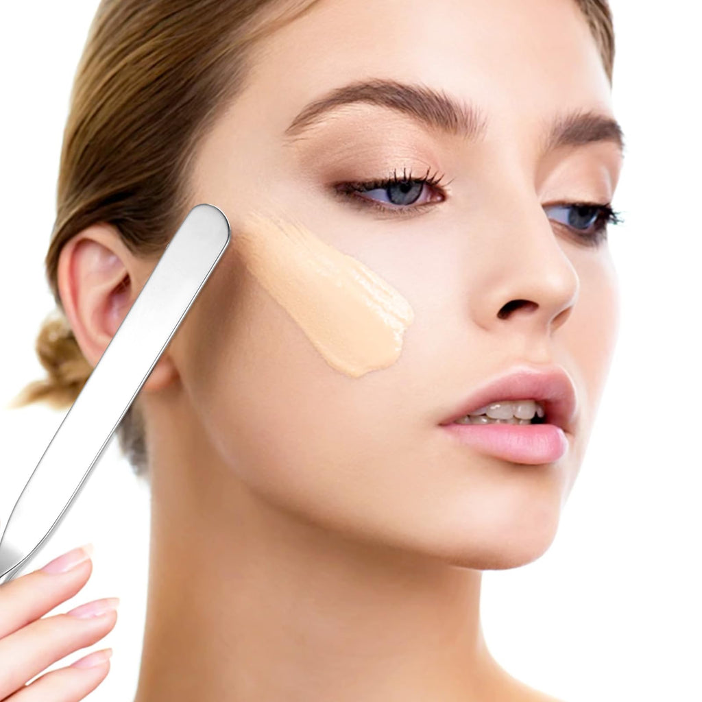 3 Pcs Metal Makeup Spatula Applicator Foundation Spatula Kit Stainless Steel Cosmetic Spatulas Beauty Face Cream Applicator Double Edged Face Mask Spatulas for Application Foundation