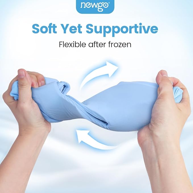NEWGO Ice Face Mask & Cooling Eye Mask for Puffy Eyes – Reusable Gel Hot/Cold Therapy with Thick Gel Pad in Forehead & Eye Zones for Migraine Relief, Post-Surgery Swelling, Allergy, Headaches