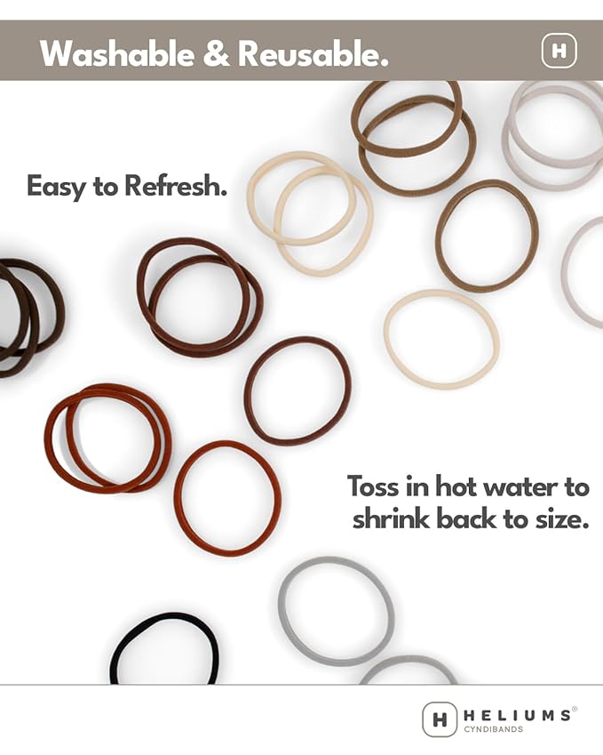 Heliums Thin Seamless Hair Ties - White - 6mm Nylon No Damage Ponytail Holders, 1.75 Inch, Medium Hold for Thin to Normal Hair - 18 Pack