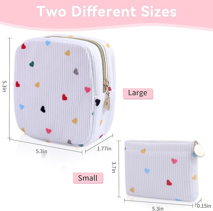 2-Pack Period Bag for Women Girls, Portable Corduroy Sanitary Napkin Storage Bag Period Pouch Small Discreet Menstrual Pouch, Sanitary Pads Period Kits Tampons Holder for First Period