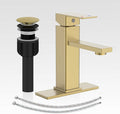 Bathroom Faucet, Brushed Gold Bathroom Sink Faucets & Parts(Pop-up Drain+6" Escutcheon Plate+Supply Hoses), Vanity Faucet for Vessel Sink, llaves para lavamanos de baño