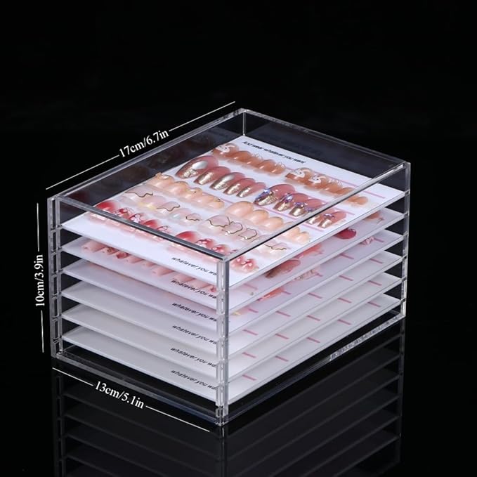 LIXIMMAZN 6 Layers Acrylic Nail Storage Organizer, Cosmetic Makeup Container Box, Clear Case Cabinet Display Used for Nail Storage and Nail Salons (6 Layers)
