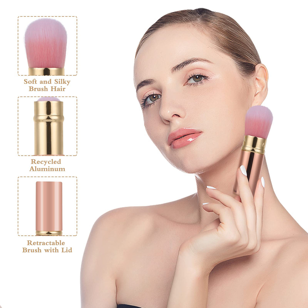 Retractable Kabuki Makeup Brush, Travel Face Blush Brush