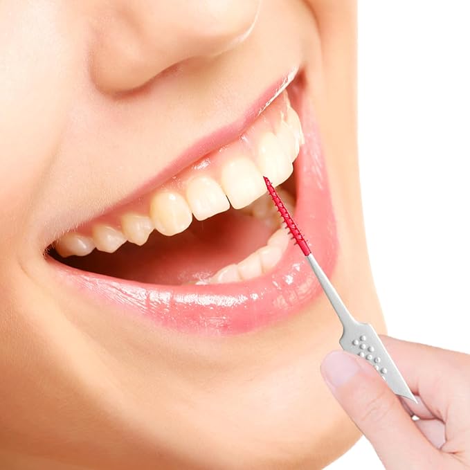 WQINX Dental Floss Picks Soft Silicone interdental Brush, Braces Brush, Floss Picks for Teeth, Disposable interdental Brush, Suitable for Cleaning Teeth Health(Red, 160pcs)