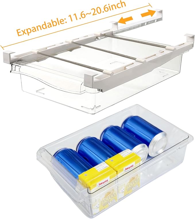 URALFA 2PCS Fridge Drawer Organizer and Egg Holder For Refrigerator