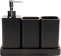 YMXYJM Bathroom Accessories Set, 4 Pcs Bathroom Accessory Set, Soap Dispenser, Toothbrush Holder, Qtip Holder Set, Bathroom Sets Complete, Bathroom Sink Set for Modern Home Decor, Black